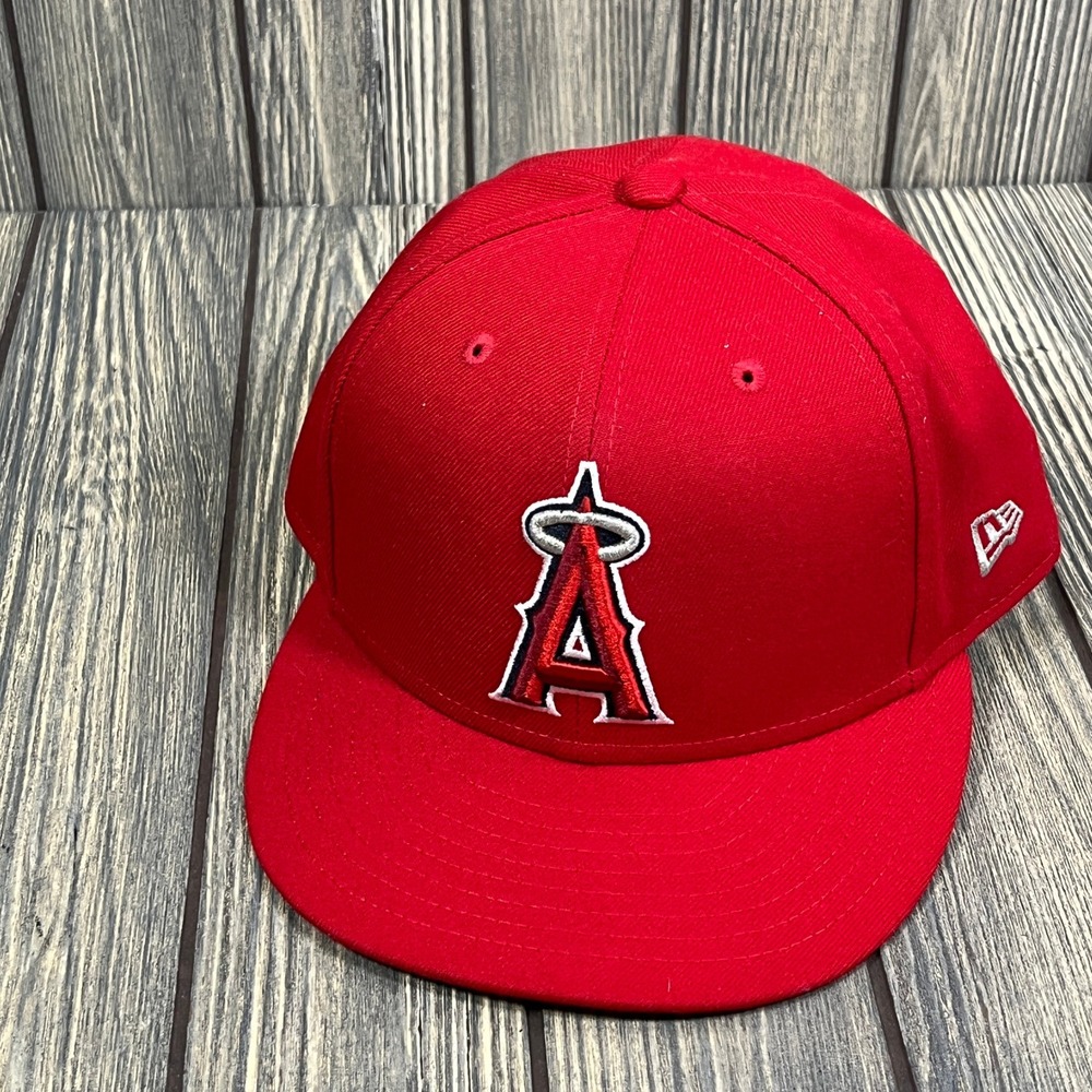 New Era Los Angeles Angels Hat Men 7 5/8 Red 59FIFTY MLB Baseball On Field Cap